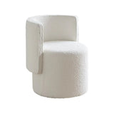 Beige Faux Leather Fixed Back Round Arm Barrel Chair Image - 9