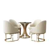 Beige Faux Leather Tight Back Metal Frame Single Sofa Image - 13