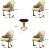 Beige Faux Leather Tight Back Metal Frame Single Sofa Image - 18