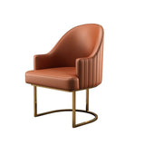Beige Faux Leather Tight Back Metal Frame Single Sofa Image - 5