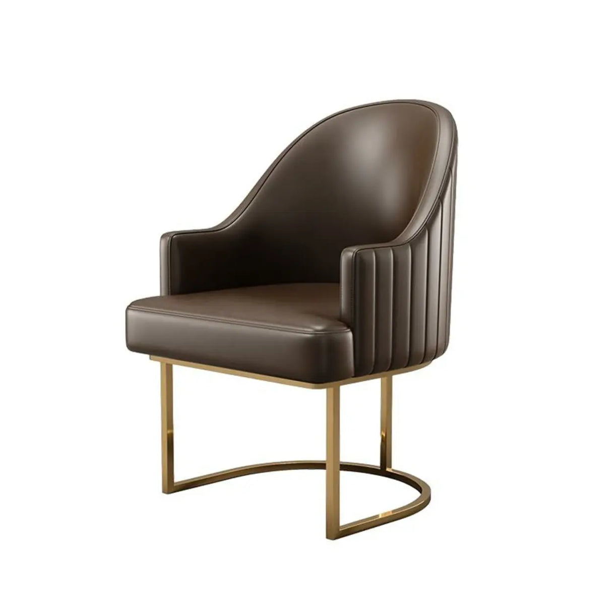 Beige Faux Leather Tight Back Metal Frame Single Sofa Image - 9