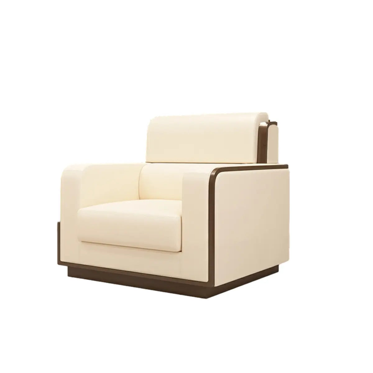 Beige Faux Leather Wooden Frame Chairs with Arms Image - 10