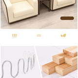 Beige Faux Leather Wooden Frame Chairs with Arms Image - 11