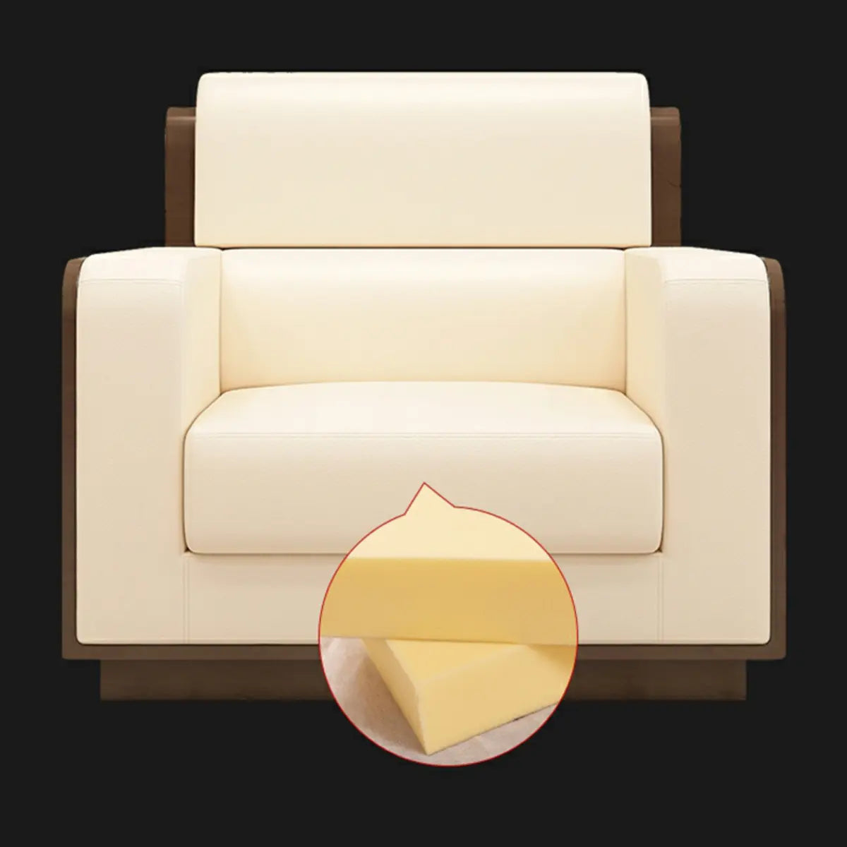 Beige Faux Leather Wooden Frame Chairs with Arms Image - 12
