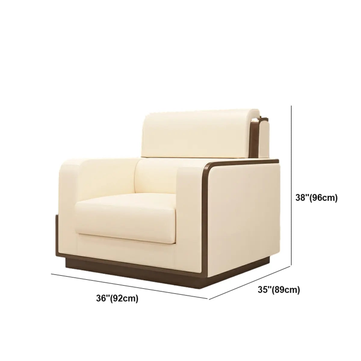 Beige Faux Leather Wooden Frame Chairs with Arms 