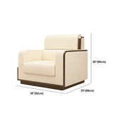 Beige Faux Leather Wooden Frame Chairs with Arms #size