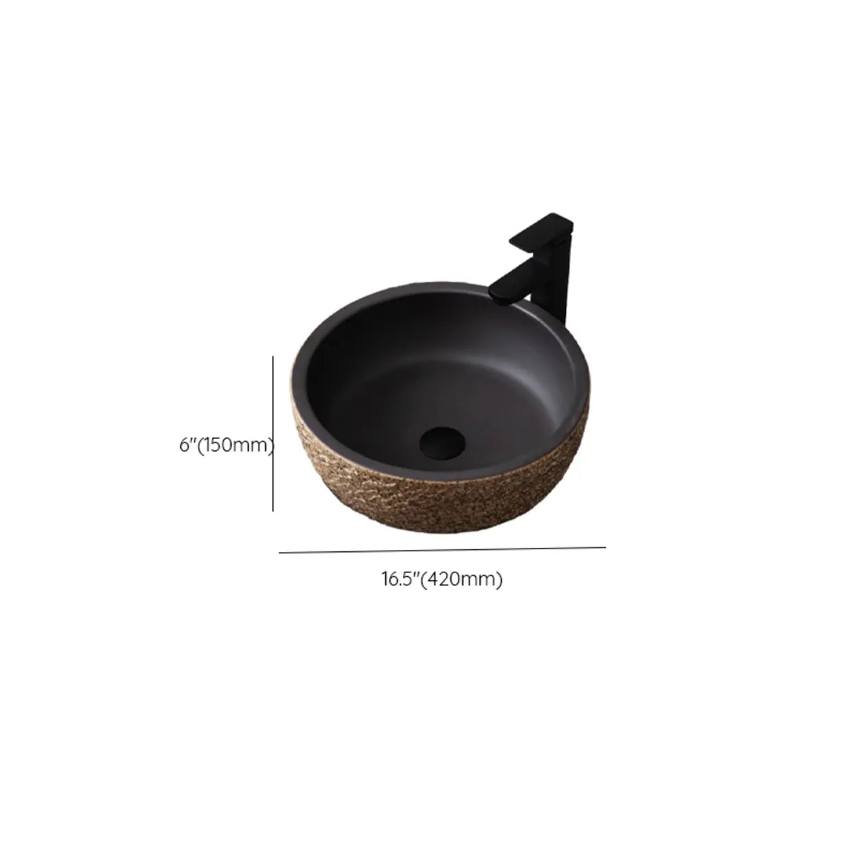 Beige Finish Hand Carved Oval Shape Ceramic Bowl Sinks Image - 48