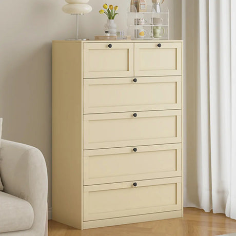 Beige Finish Metal Narrow Length Dresser for Drawers Image - 1