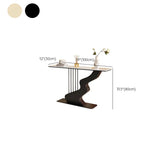 Beige Finish Metal Wave Base Marble Top Console Table Image - 10