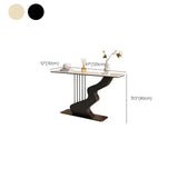 Beige Finish Metal Wave Base Marble Top Console Table Image - 11