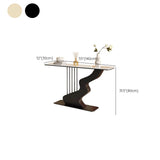 Beige Finish Metal Wave Base Marble Top Console Table Image - 12