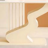 Beige Finish Metal Wave Base Marble Top Console Table Image - 4