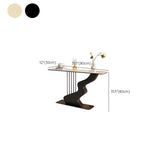 Beige Finish Metal Wave Base Marble Top Console Table #size