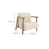 Beige Flannel Ash Wood Frame Fixed Back Accent Chair #size