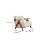 Beige Flannel Fixed Back Wooden Four Legs Arm Chair Image - 17