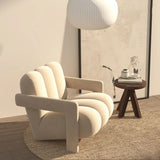 Beige Frosted Velvet Fixed Back Reclining Lounge Chair Image - 2