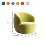 Beige Frosted Velvet Fixed Back Wood Frame Accent Chair #size