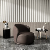 Beige Frosted Velvet Fixed Back Wood Frame Accent Chair Image - 9