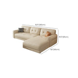 Beige Genuine Leather Recessed Arm Tufted Sofa Chaise Image - 13