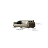 Beige Genuine Leather Tight Back Extra Long Sofa #size