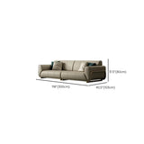 Beige Genuine Leather Tight Back Extra Long Sofa Image - 15