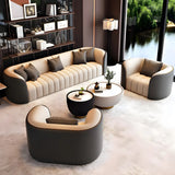 Beige Gray Tight Back Sofa Seating Group with Pillow Image - 1