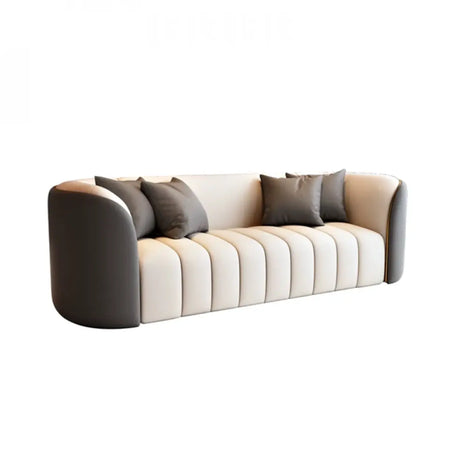 Beige Gray Tight Back Sofa Seating Group with Pillow Image - 2
