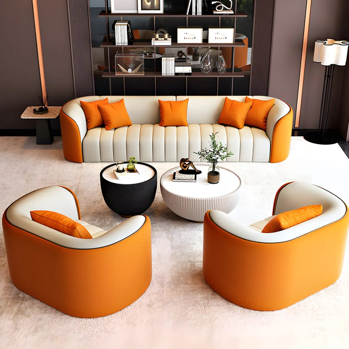 Beige Gray Tight Back Sofa Seating Group with Pillow Image - 23