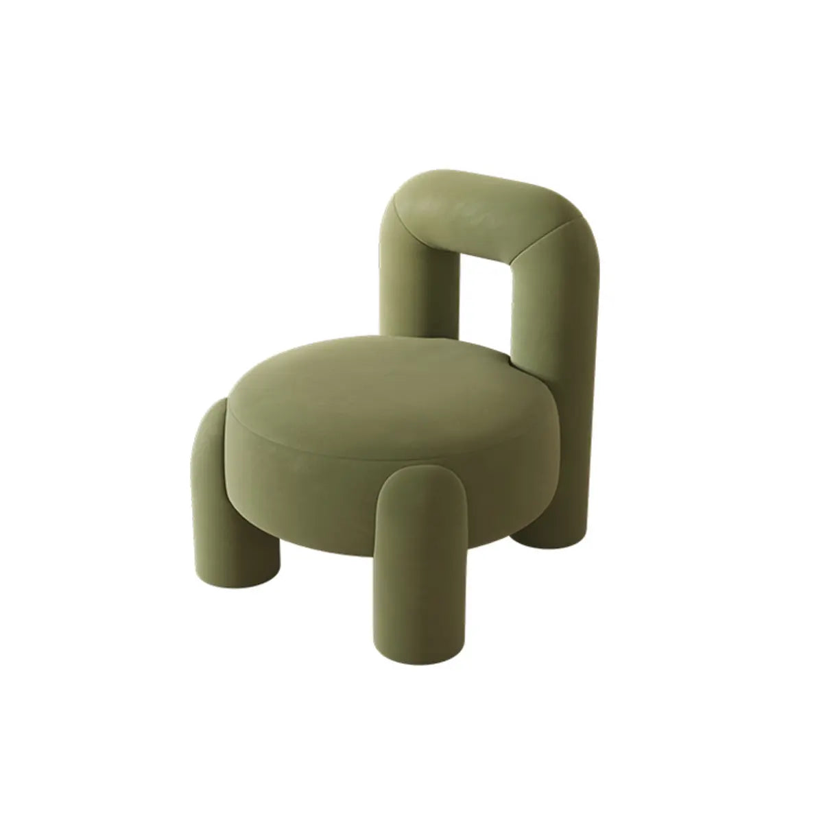 Beige Green Flannel Fixed Back Wood Frame Accent Chair Image - 5