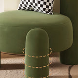 Beige Green Flannel Fixed Back Wood Frame Accent Chair Image - 6