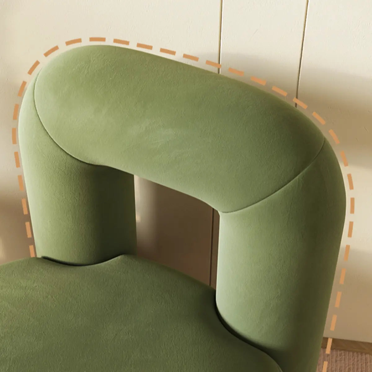 Beige Green Flannel Fixed Back Wood Frame Accent Chair Image - 8