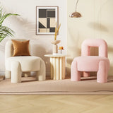 Beige Green Flannel Fixed Back Wood Frame Accent Chair Image - 9