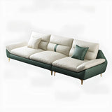 Beige-Green Stain Resistant Flared Arm Brass Leg Sofa Image - 10