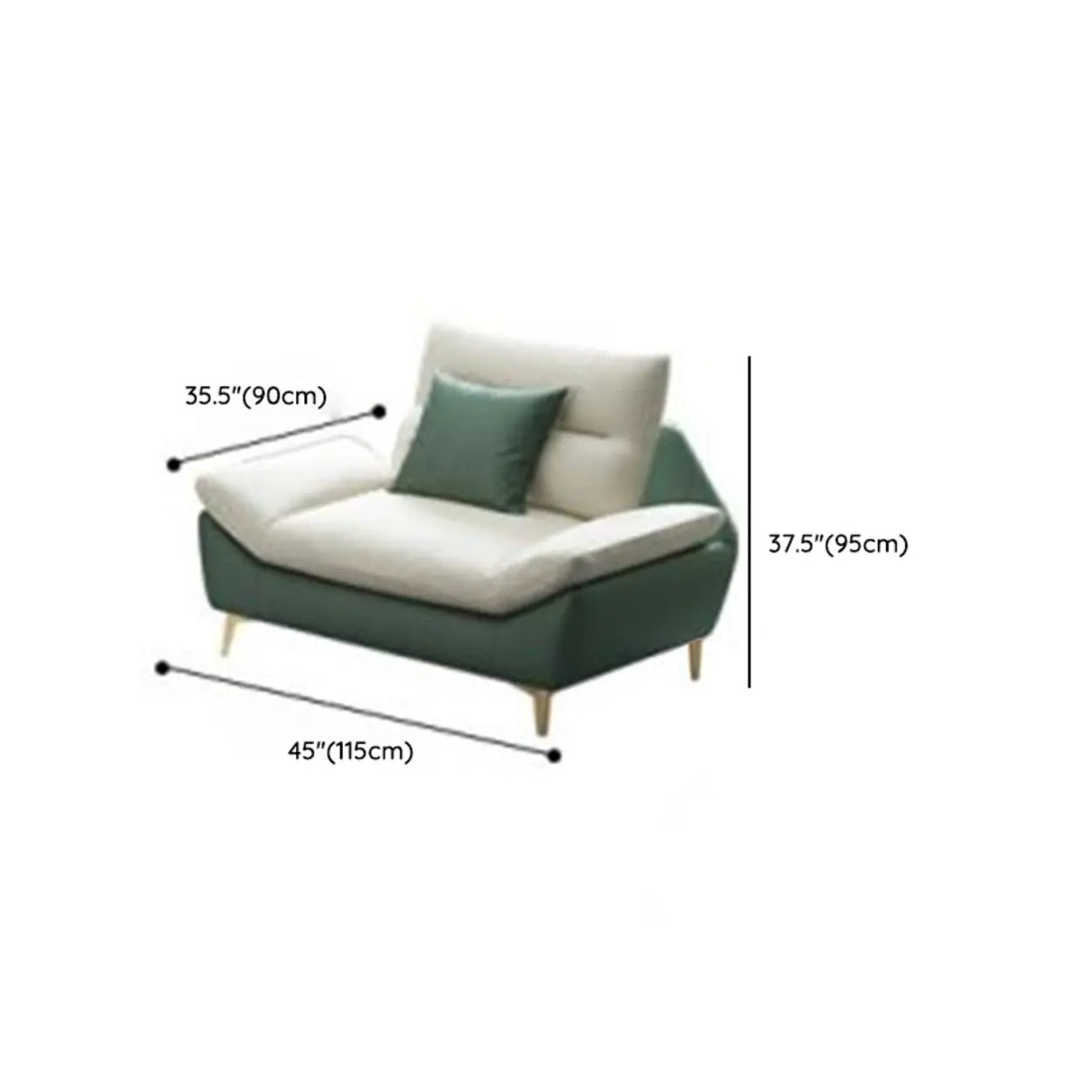 Beige-Green Stain Resistant Flared Arm Brass Leg Sofa 