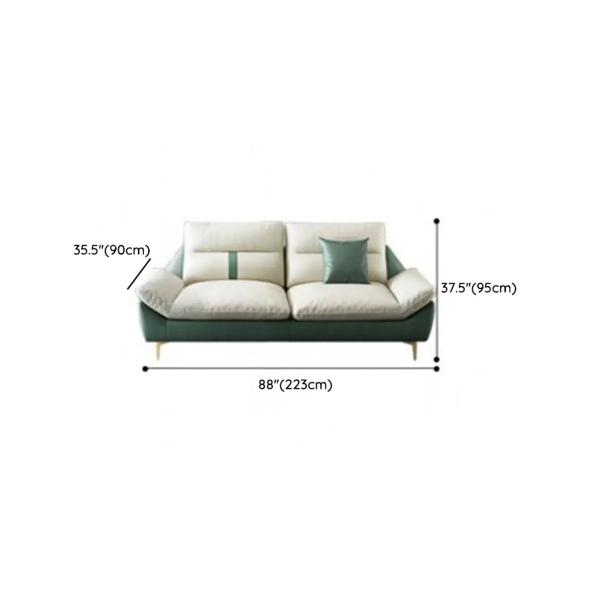 Beige-Green Stain Resistant Flared Arm Brass Leg Sofa Image - 16