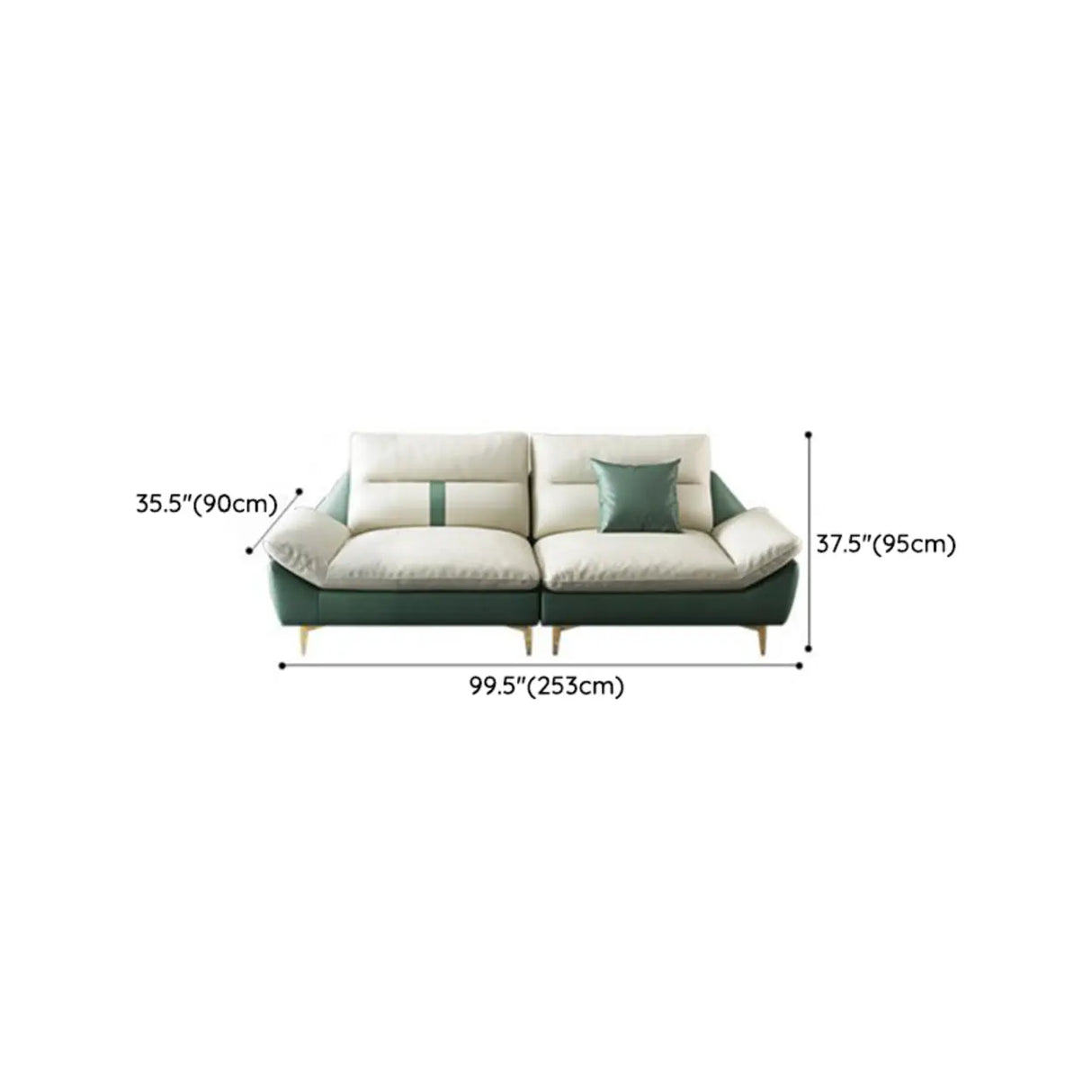 Beige-Green Stain Resistant Flared Arm Brass Leg Sofa Image - 17