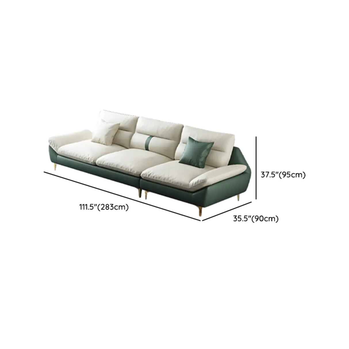 Beige-Green Stain Resistant Flared Arm Brass Leg Sofa Image - 18