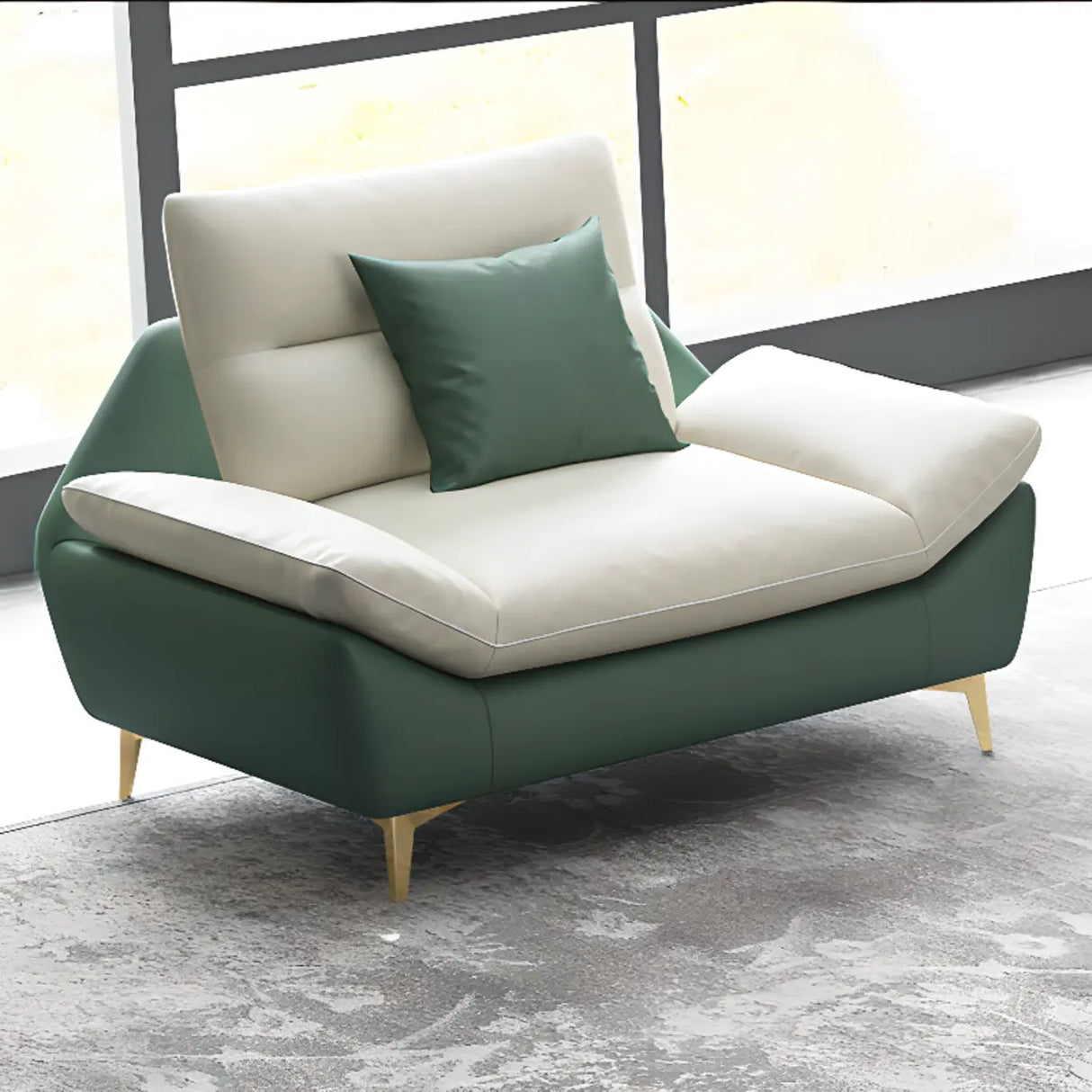 Beige-Green Stain Resistant Flared Arm Brass Leg Sofa Image - 5