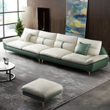 Beige-Green Stain Resistant Flared Arm Brass Leg Sofa Image - 7