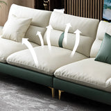 Beige-Green Stain Resistant Flared Arm Brass Leg Sofa Image - 9