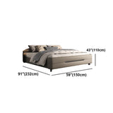 Beige King Modern Upholstered Headboard Panel Bed Frame #size