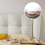 Beige King Wingback Upholstered Bed with Wood Support Image - 13