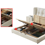 Beige King Wingback Upholstered Bed with Wood Support Image - 14