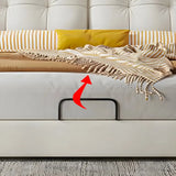 Beige King Wingback Upholstered Bed with Wood Support Image - 15