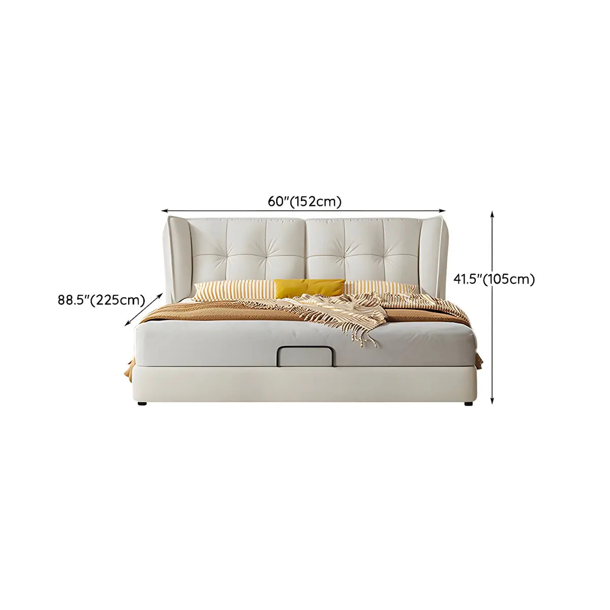 Beige King Wingback Upholstered Bed with Wood Support 