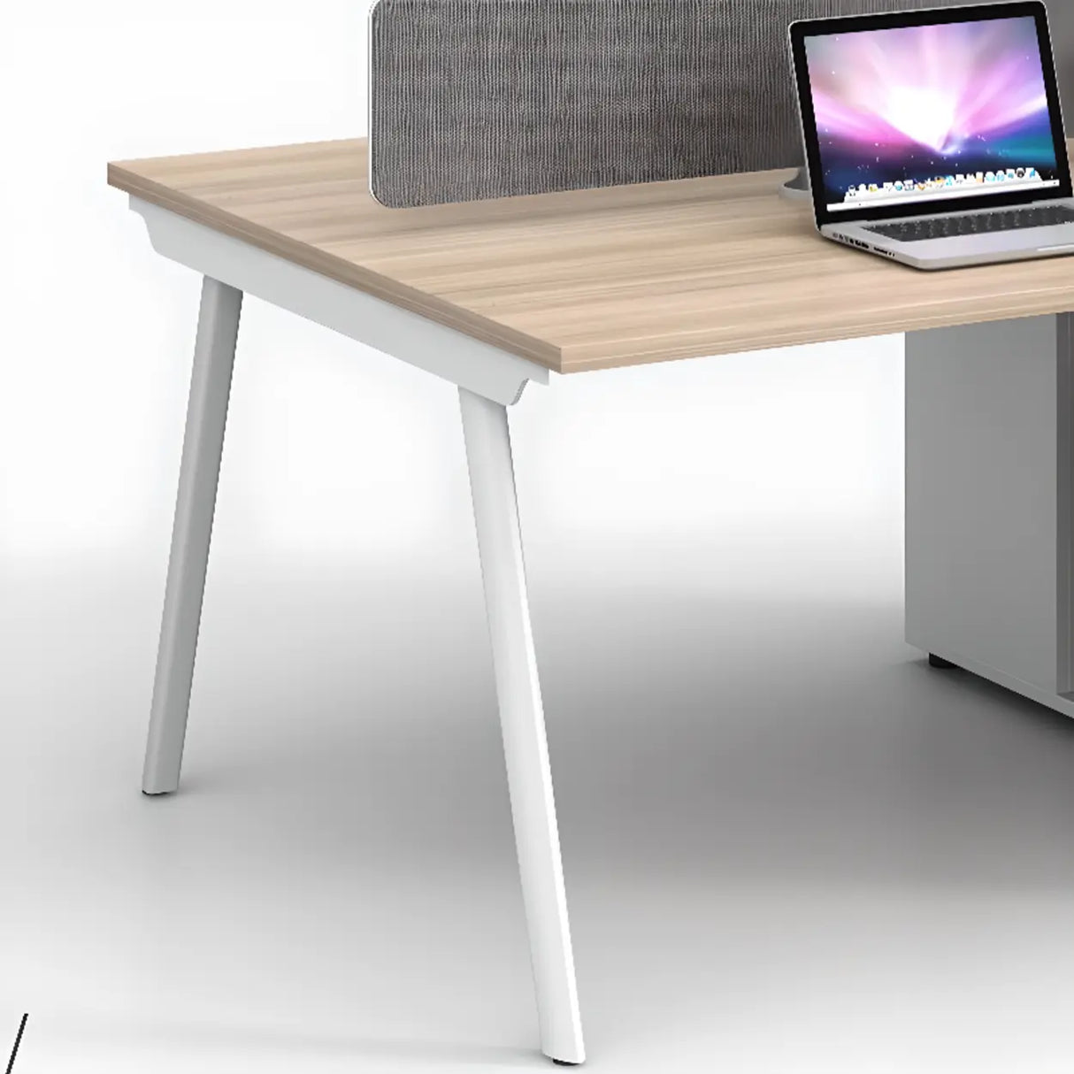 Beige L-Shaped Wooden Desk with Storage for Four Image - 10