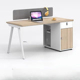 Beige L-Shaped Wooden Desk with Storage for Four Image - 6