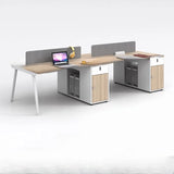 Beige L-Shaped Wooden Desk with Storage for Four Image - 7