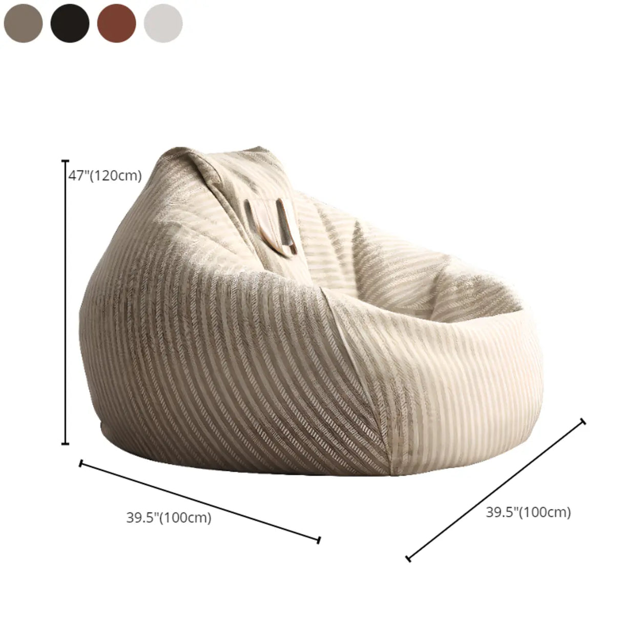 Beige Large Striped Removable Cover Bean Bag Chair Image - 12