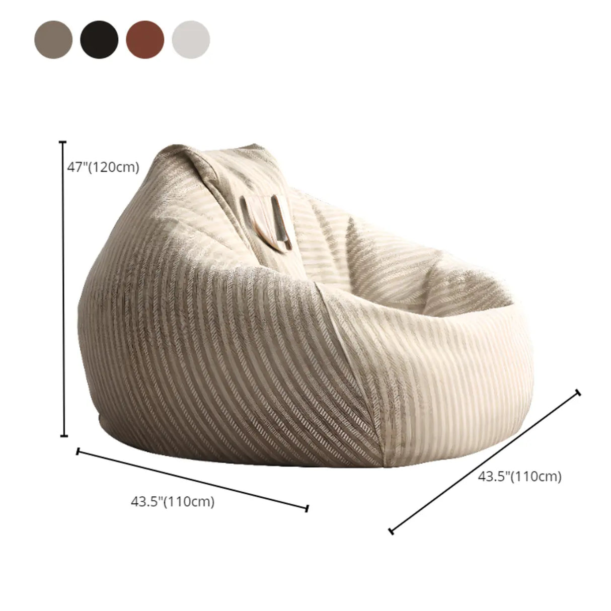 Beige Large Striped Removable Cover Bean Bag Chair Image - 13